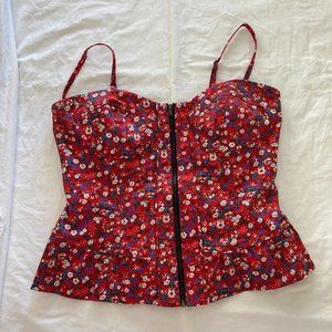 INC Red flowered top - size 10